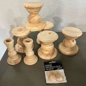 Natural Unfinished Wood Candle Holders